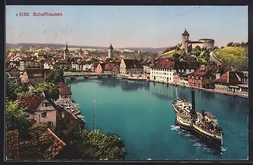 AK Schaffhausen, Teilansicht mit Burg