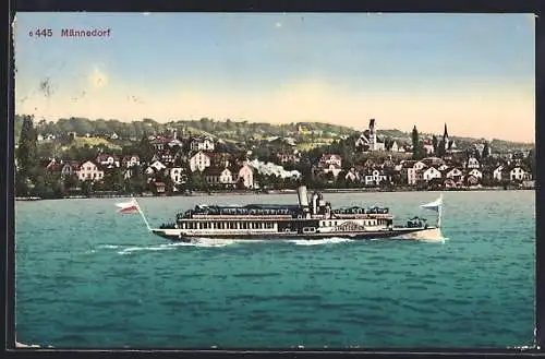 AK Männedorf, Uferpartie mit Dampfer Stadt Zürich