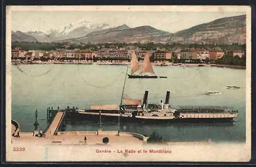 AK Genève, La Rade et le Montblanc