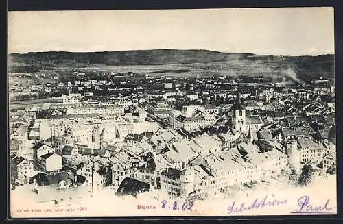 AK Bienne, Panorama mit Kirche