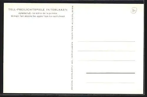 AK Interlaken, Tell-Freilichtspiele, Apfelschuss
