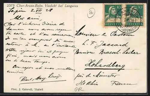 AK Langwies, Chur-Arosa-Bahn, Viadukt