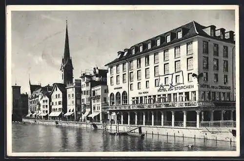 AK Zürich, Teilansicht mit Hotel zum Storchen