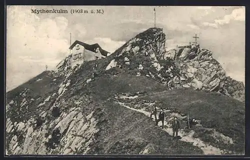 AK Mythenkulm, Panorama mit Wanderern