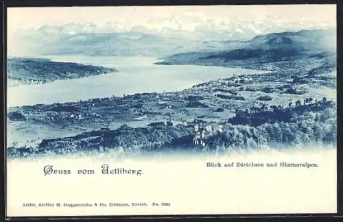 AK Uetliberg, Blick auf Zürichsee und Glarneralpen