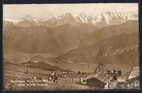 AK Beatenberg, Panorama mit Niederhorn, Eiger, Mönch und Jungfrau
