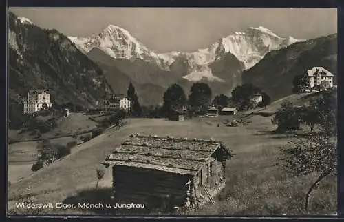 AK Wilderswil, Ansicht mit Eiger, Mönch und Jungfrau