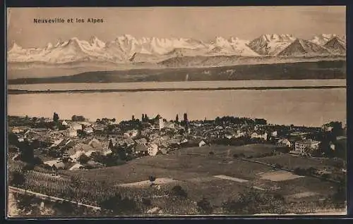 AK Neuveville, Panorama et les Alpes