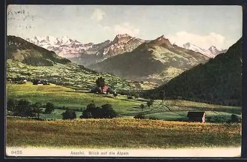 AK Aeschi, Blick auf die Alpen