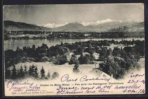 AK Geneve, Chaîne du Mont-Blanc, Vue prise du Pensionnat Thudichum