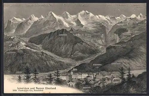AK Interlaken, Blick gegen das Berner Oberland