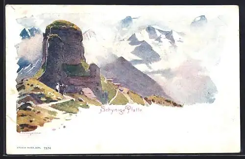 Künstler-AK Wilderswil, Schynige Platte, von C. Baumgartner