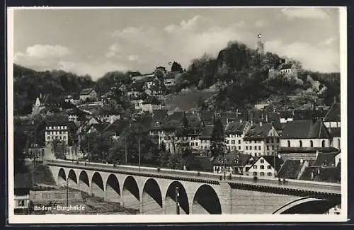 AK Baden, Burghalde mit Brücke