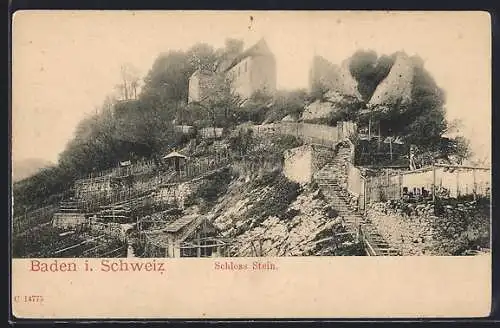 AK Baden, Blick zum Schloss Stein