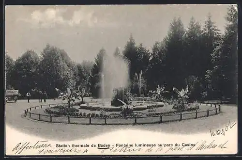 AK Baden, Station thermale, Fontaine lumineuse au parc du Casino
