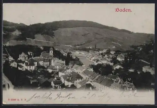 AK Baden, Teilansicht aus der Vogelschau