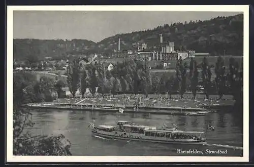 AK Rheinfelden, Ausflugsdampfer am Strandbad