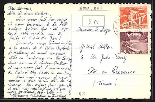 AK Bévilard, Ortsansicht aus der Vogelschau