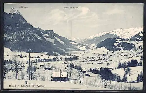 AK Saanen, Ortsansicht im Winter