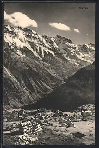 AK Mürren, Ortsansicht mit Bergpanorama