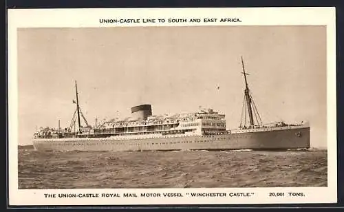 AK Passagierschiff RMMV Winchester Castle, Union-Castle Liner