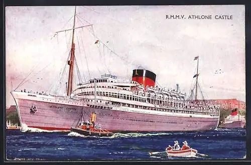 AK Passagierschiff RMMV Athlone Castle beim Ablegen