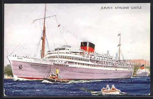 AK Passagierschiff RMMV Athlone Castle beim Ablegen