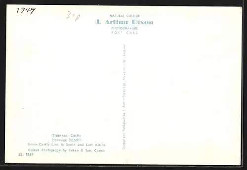 AK Passagierschiff Transvaal Castle auf offener See, Union-Castle Line