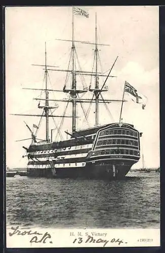 AK Kriegsschiff HMS Victory in der Heckansicht