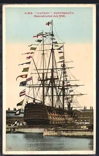 AK Portsmouth, Kriegsschiff HMS Victory im Hafen