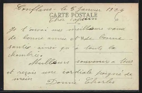 AK Conflans-Fin-d`Oise, L`Oise et le Pont Suspendu