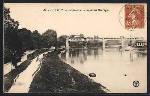 AK Chatou, La Seine et le nouveau Barrage