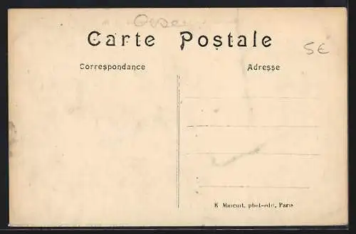 AK Fin-d`Oise, Le Pont suspendu über den Fluss mit Booten im Vordergrund