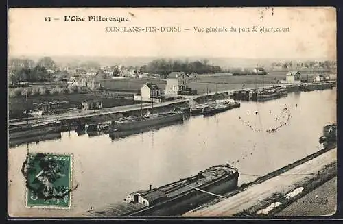 AK Conflans-Fin-d`Oise, Vue générale du port de Maurecourt