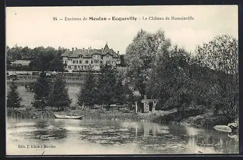 AK Ecquevilly, Le Château de Romainville et paysage environnant