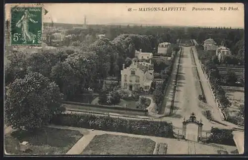 AK Maisons-Laffitte, Panorama sur les jardins et la grande allée centrale