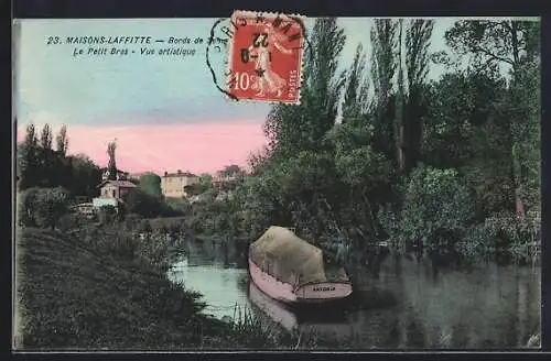 AK Maisons-Laffitte, Bords de Seine, Le Petit Bras, Vue artistique