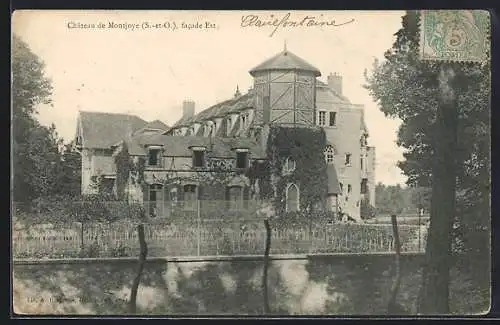 AK Montjoye, facade Est du château avec reflet dans l`eau