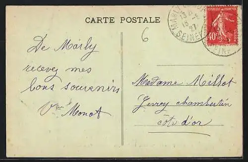AK Marly-le-Roi, La Mairie, les Écoles, le Monument Victorien Sardou