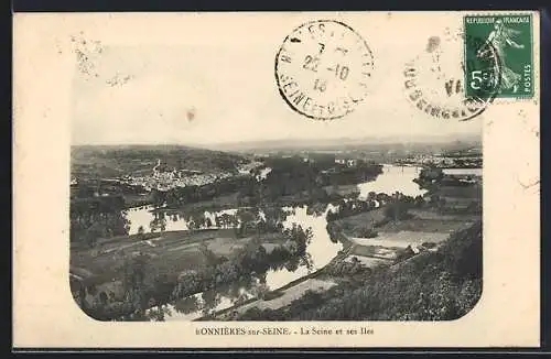 AK Bonnières-sur-Seine, La Seine et ses îles