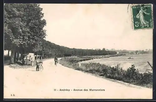 AK Andrésy, Avenue des Marronniers le long de la rivière