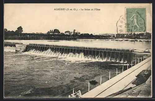 AK Achères, La Seine et l`Oise