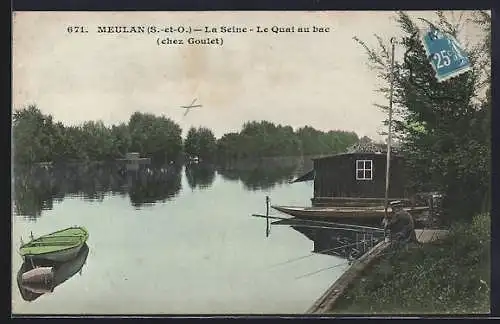 AK Meulan, La Seine, Le Quai au bac