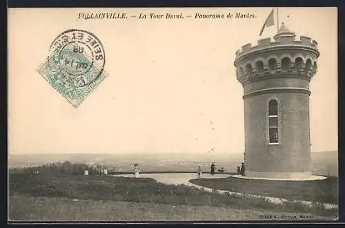 AK Follainville, La Tour Duval avec panorama de Mantes