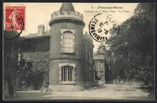 AK Flins-sur-Seine, Château de la Mare Plate, La Tour