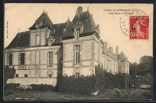 AK Gambais, Château de Gambais, côté Ouest et chapelle