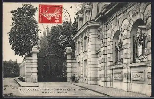 AK Louveciennes, Entrée du Château Dubarry et rue de la Machine