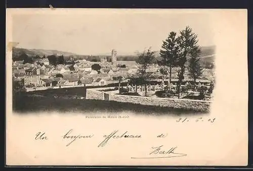 AK Maule, Panorama avec vue sur le village et l`église en arrière-plan