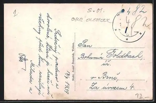 AK Trsice, Platzpartie vor dem Hotel