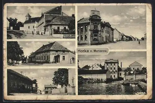 AK Horka n. Moravou, Hostinec /Gasthaus, Strassenpartie